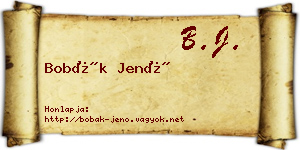 Bobák Jenő névjegykártya